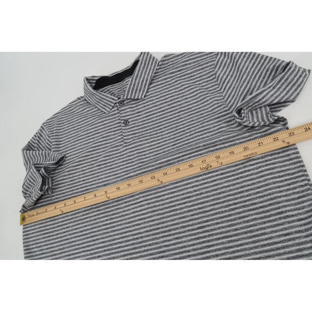Tiger Woods Nike Dri-FIT Polo‎ Shirt Mens Large Gray Striped Short Sleeve BQ6722